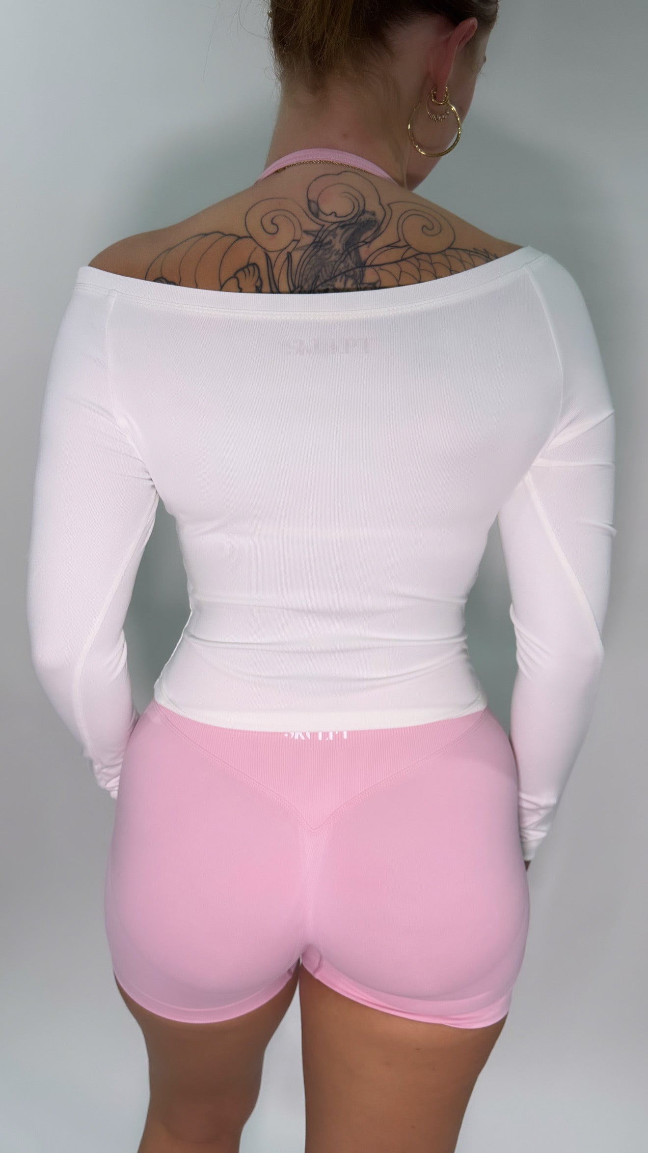 SCOOPED OFF SHOULDER LONG SLEEVE TOP