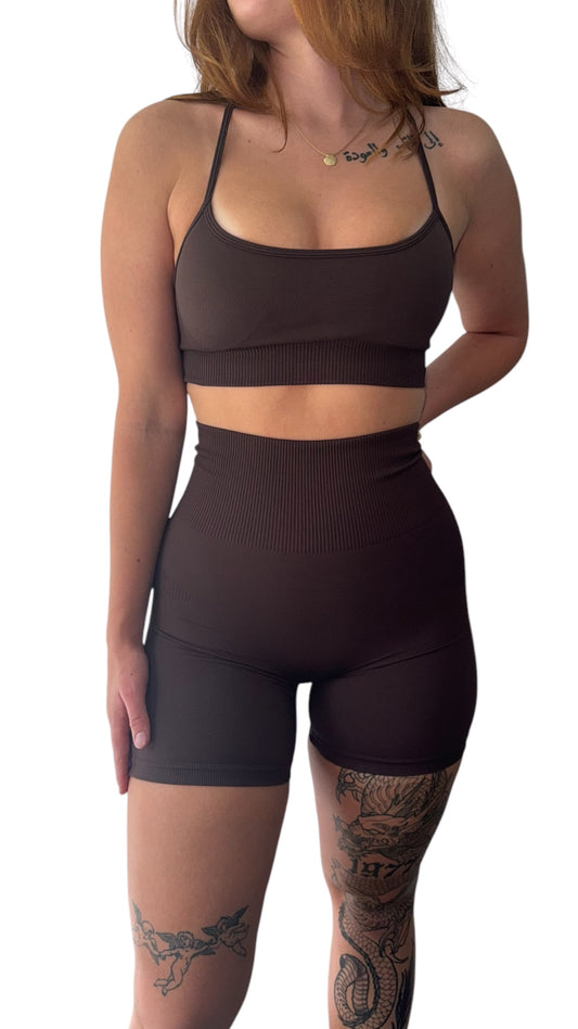 Seamless Bike Shorts - Espresso (Invisible scrunch)