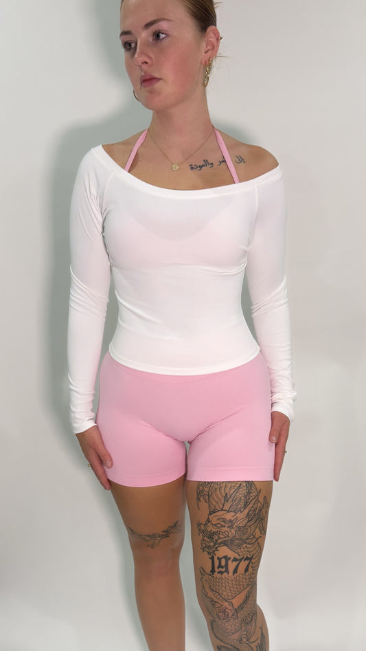 SCOOPED OFF SHOULDER LONG SLEEVE TOP